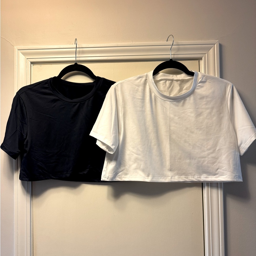 NWOT Black and White Cropped T-Shirts from SHEIN